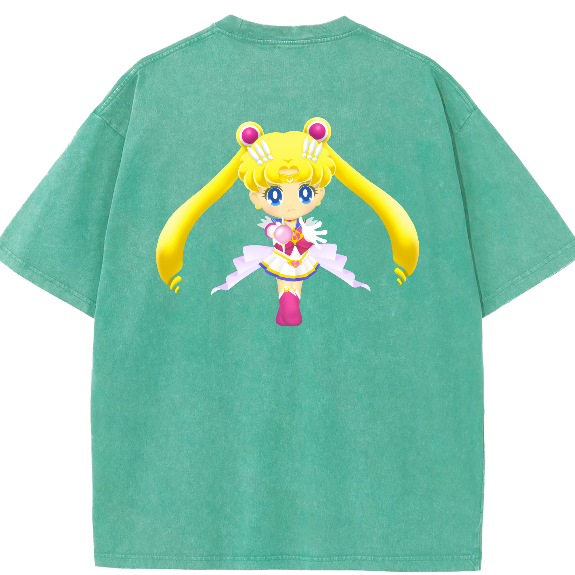（画像用） 美少女戦士セーラームーン 月野 うさぎ つきの うさぎ Sailor Moon Tsukino Usagi 綿100% ヴィンテージ風 半袖Tシャツ（背面プリント）